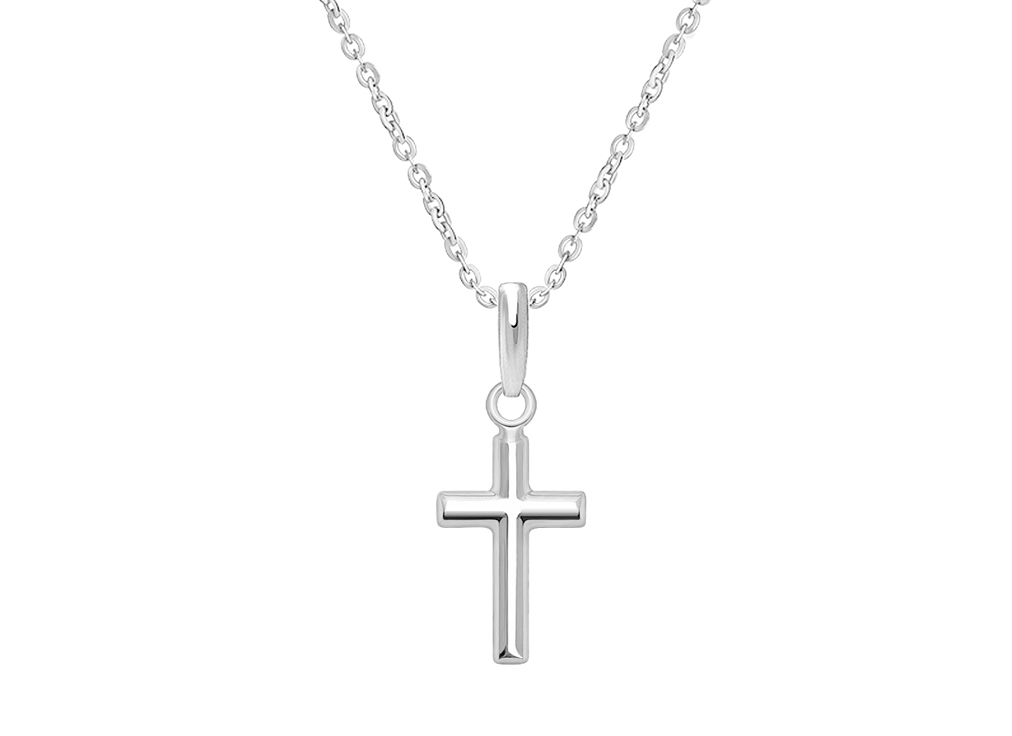 14KT White Gold Proverbs 22:6 Script Small Cross Pendant Charm NEW 1