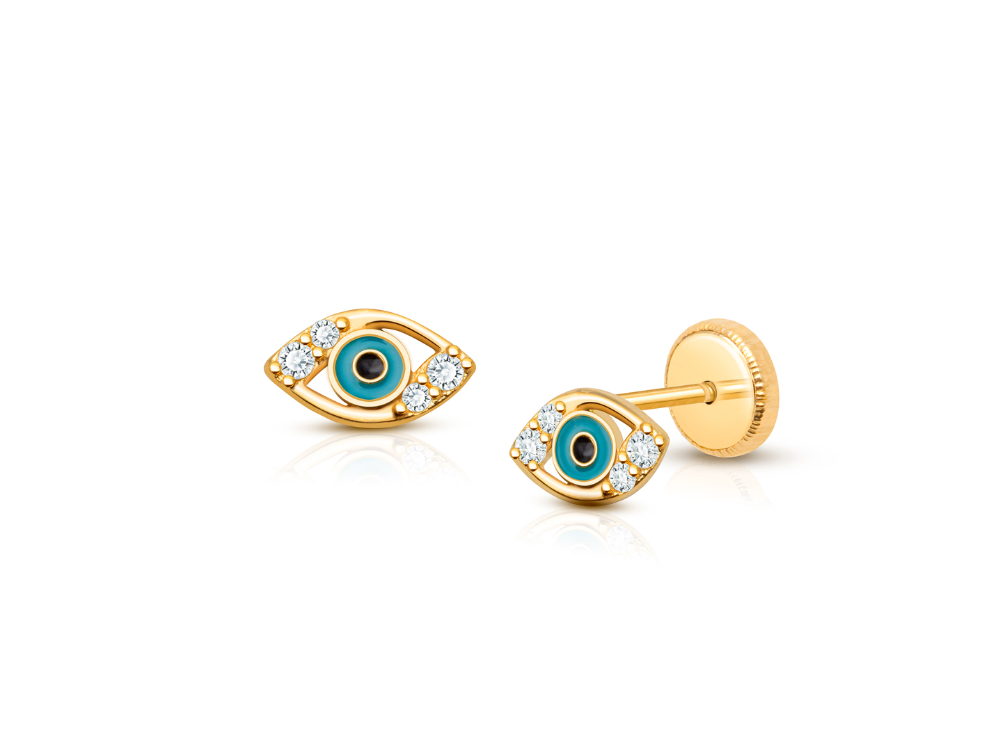 14k gold evil eye earrings