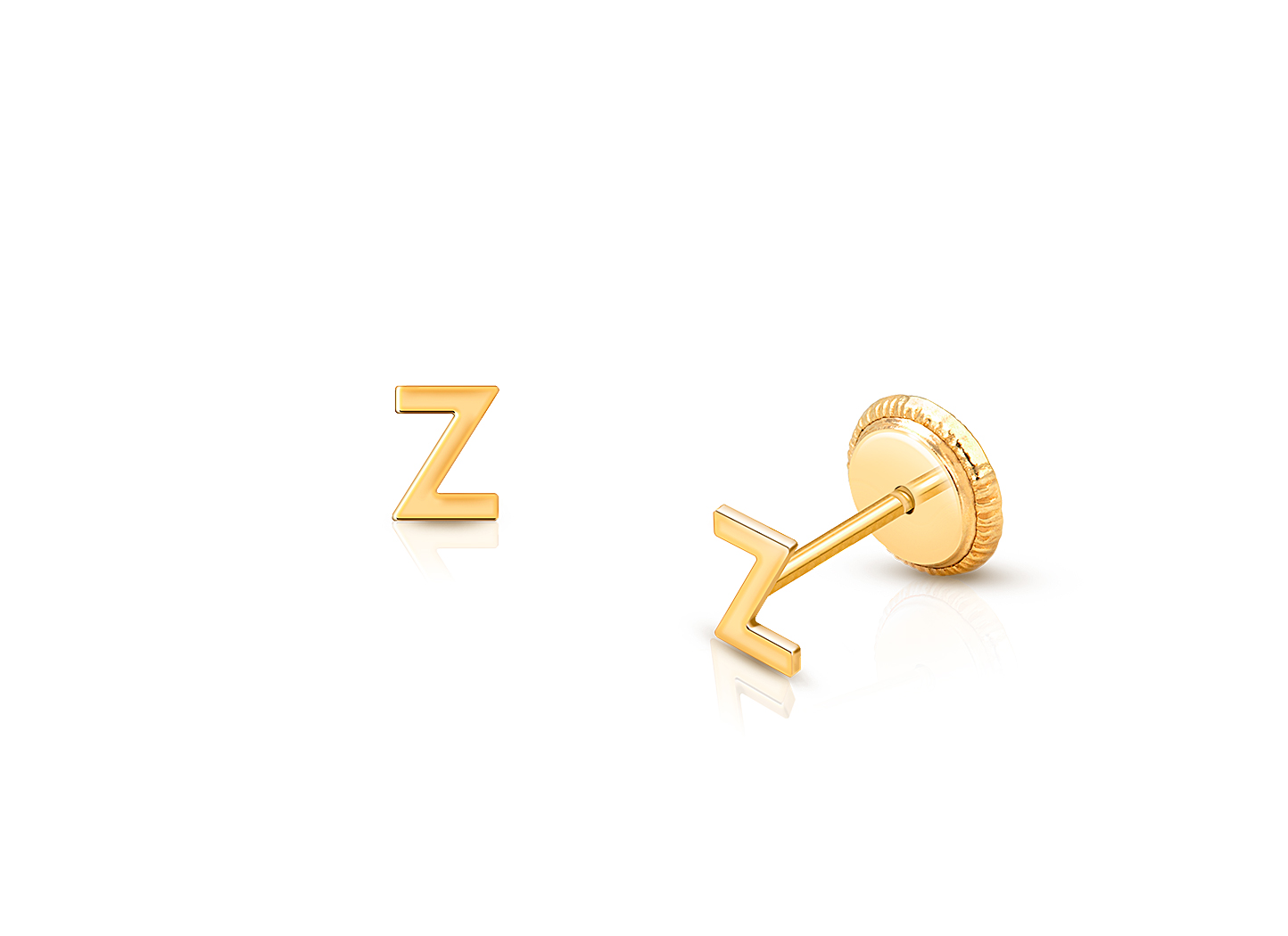 14K Polished Post 2024 Initial Earring, Solid Gold Initial Stud Earrings, Alphabet Earring,Personalized Earrings, Letter Earrings,Sale