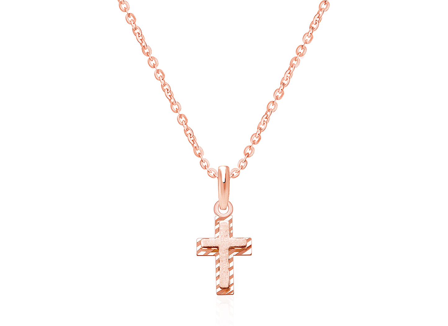 14K hot Beveled Cross Pendant