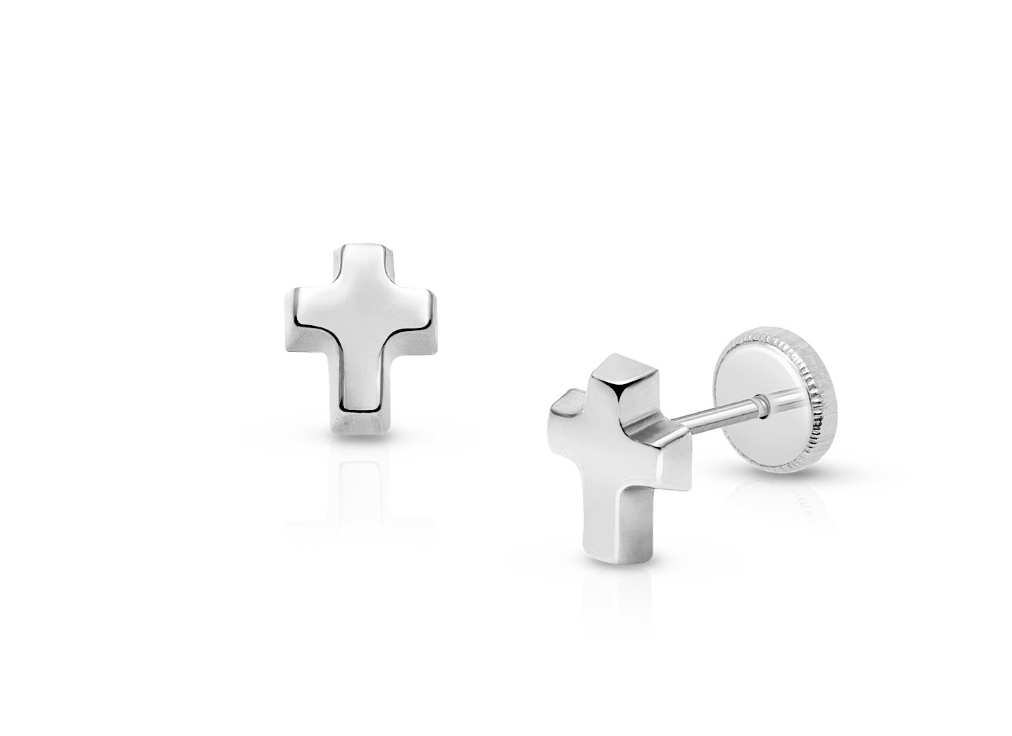 14kw store Cross Cz Stud Earrings W/screw