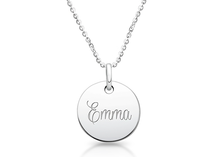 engraved silver pendant