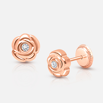 14kt. - Rose Gold Silicone Encased Threaded Disc Earring Bac